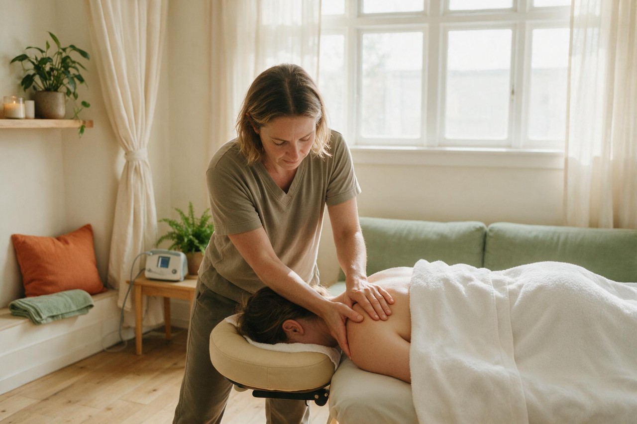 Hands-on PT treatment, natural light